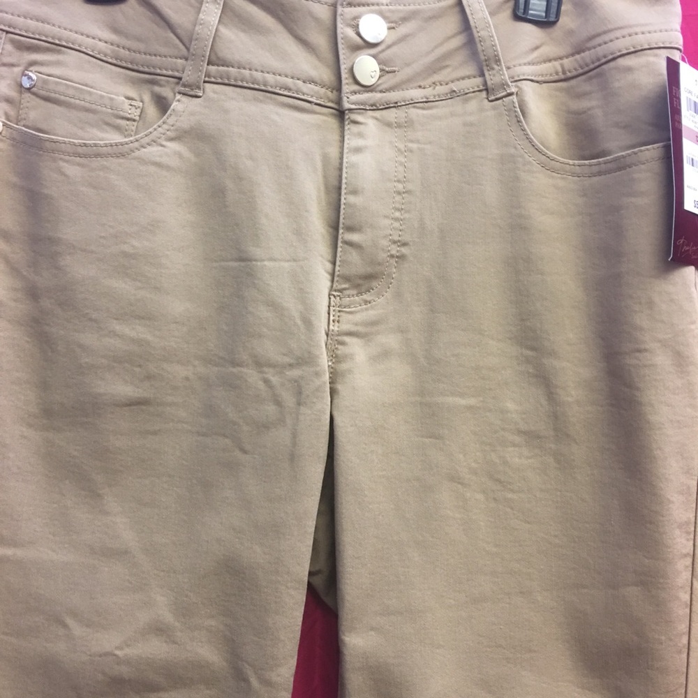 Khaki stretch pants